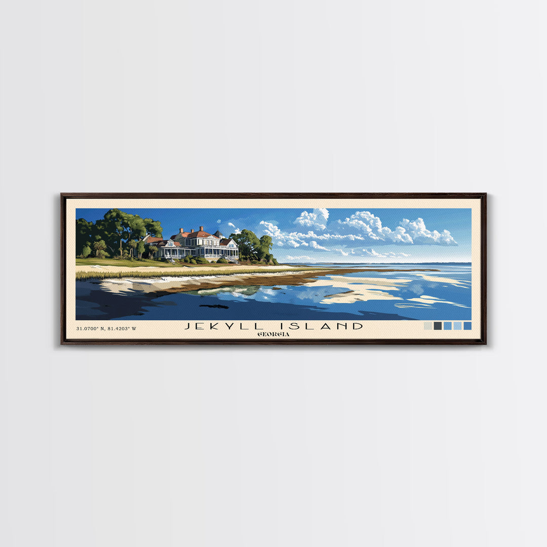 Jekyll Island, Georgia Panoramic Print, Vacation Gift, Georgia Wall Art, Beach Painting, Beach Decor, Large Wall Art, Wood Frame Art