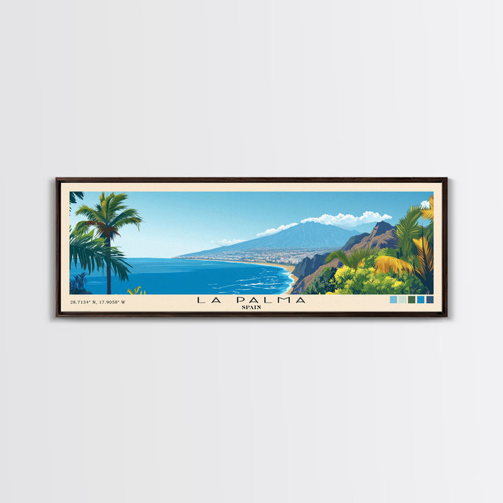 La Palma, Spain Panoramic Beach Print, Vacation Gift, Spain Wall Art, Beach Painting, Beach Decor, Beach Painting