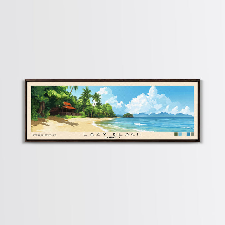 Lazy Beach, Cambodia Panoramic Print, Vacation Gift, Cambodia Wall Art, Vacation Wall Art, Vacatation Memories, Beach Decor, Beach Or Lakehouse Art