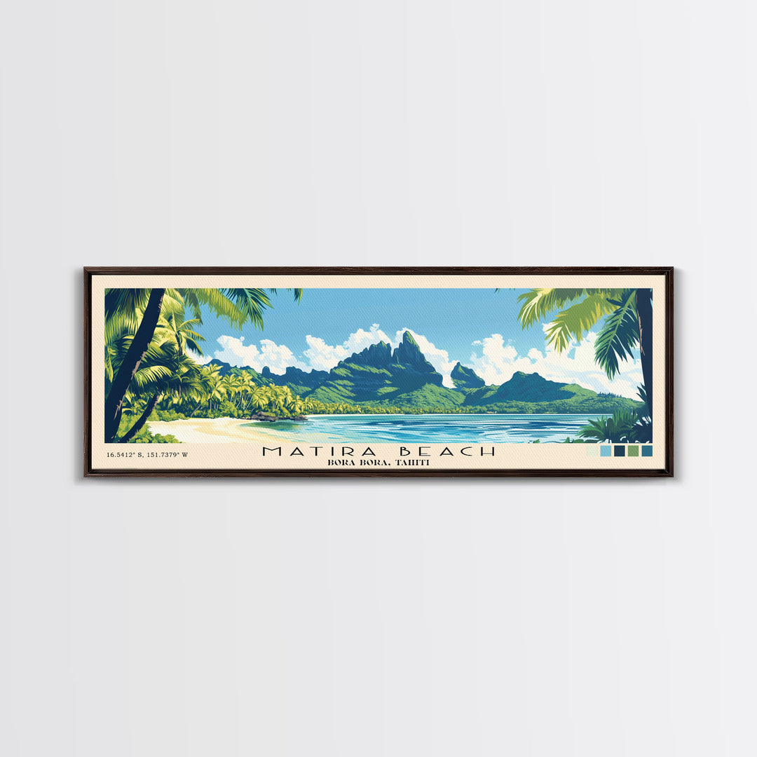 Matira Beach, Bora Bora, Tahiti Panoramic Print, Vacation Gift, Bora Bora, Tahiti Wall Art, Vacation Wall Art, Vacatation Memories, Beach Decor, Beach Or Lakehouse Art