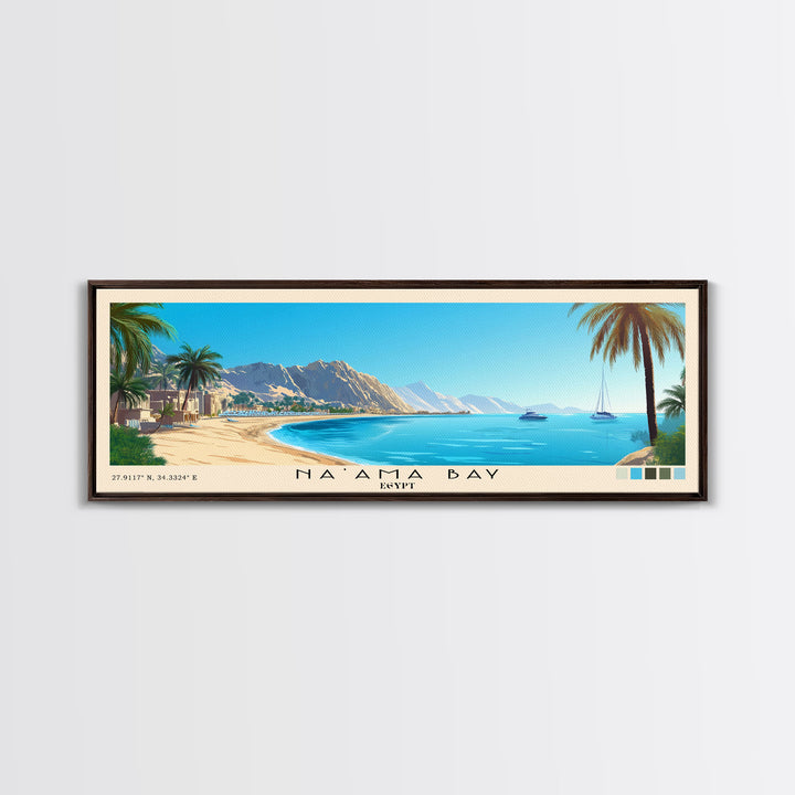 Na’ama Bay, Egypt Panoramic Beach Print, Vacation Gift, Egypt Wall Art, Beach Painting, Beach Decor, Beach Painting