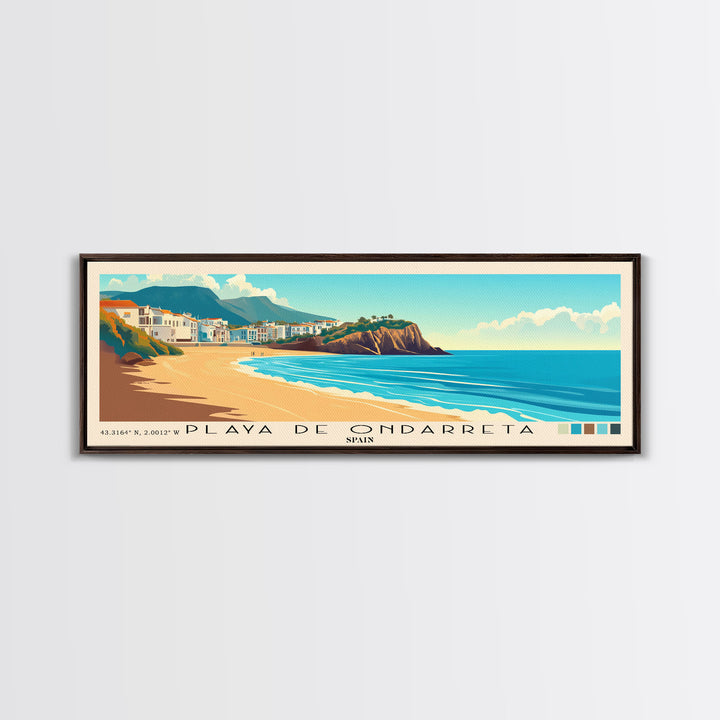 Playa de Ondarreta, Spain Panoramic Print, Vacation Gift, Spain Wall Art, Vacation Wall Art, Vacatation Memories, Beach Decor, Beach Or Lakehouse Art