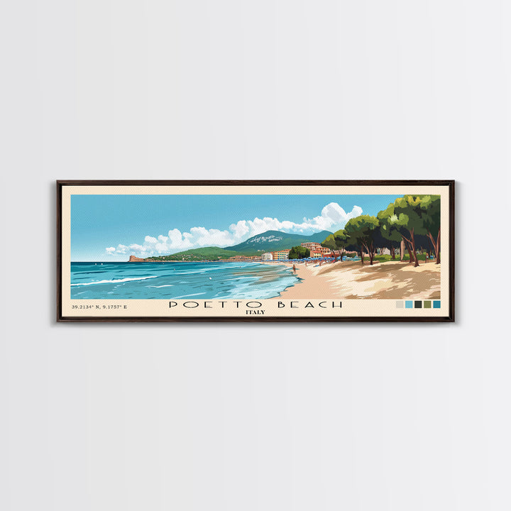 Poetto Beach, Italy Panoramic Print, Vacation Gift, Italy Wall Art, Vacation Wall Art, Vacatation Memories, Beach Decor, Beach Or Lakehouse Art