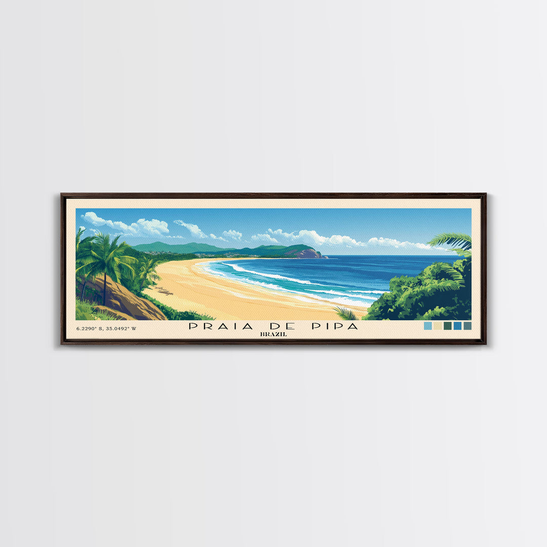 Praia de Pipa, Brazil Panoramic Beach Print, Vacation Gift, Brazil Wall Art, Beach Painting, Beach Decor, Beach Painting