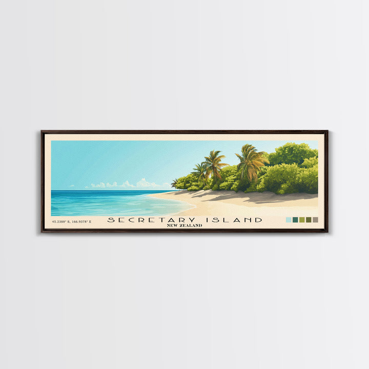 Secretary Island, New Zealand Panoramic Beach Print, Vacation Gift, New Zealand Wall Art, Beach Painting, Beach Decor, Beach Painting