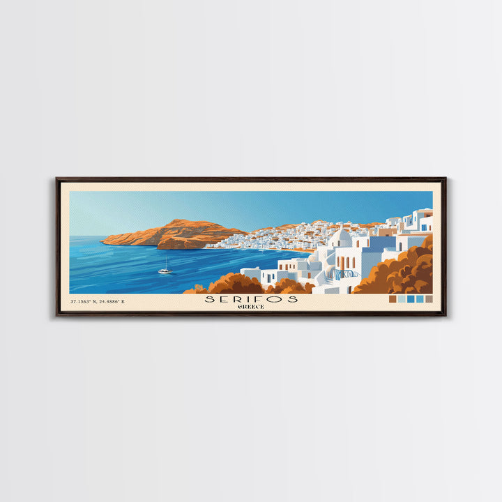 Serifos, Greece Panoramic Print, Vacation Gift, Greece Wall Art, Beach Painting, Beach Decor, Beach Or Lakehouse Art