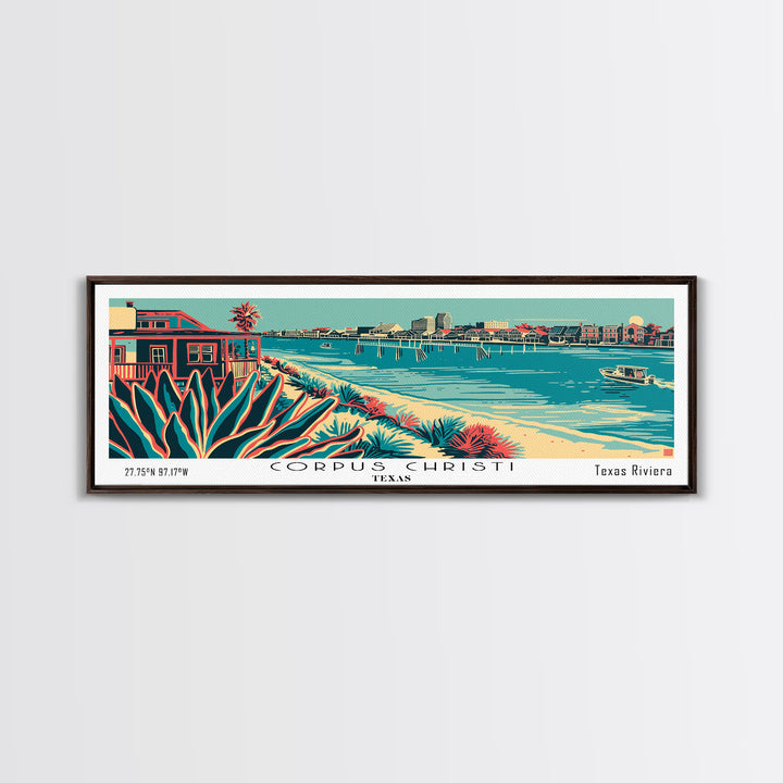 Corpus Christi Texas Panoramic Travel Poster Canvas Print