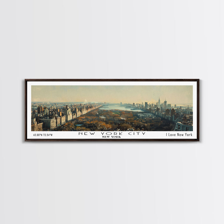 New York New York Panoramic Painting, Framed Canvas Print for Living Room, Stunning Cityscape Watercolor Art, Travel Poster, Unique Gift Idea