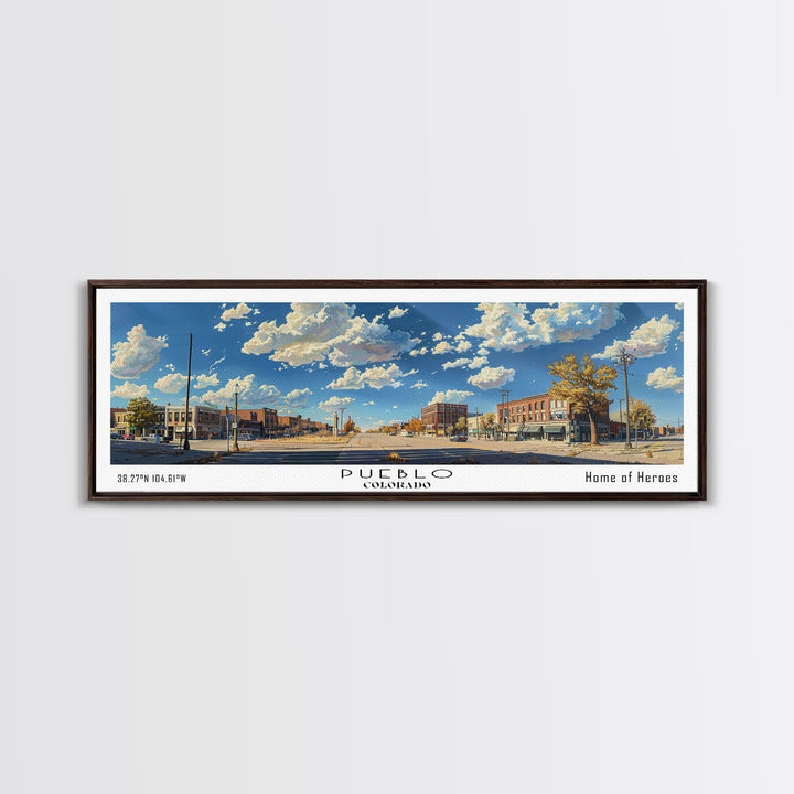 Pueblo Colorado Panoramic Print, Artistic Framed Canvas Print, Travel Poster Art, Home Decor, Office Wall Art, Gift Idea