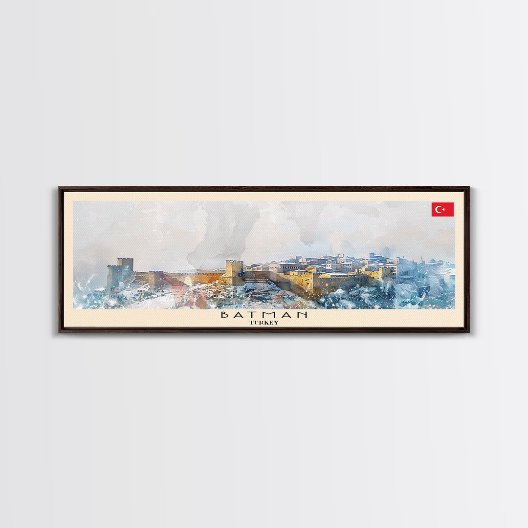 Batman Turkey Panoramic Travel Poster, Framed Canvas Print or Metal Wall Art, Travel Art, Home Decor, Panoramic Painting, Midcentury Art