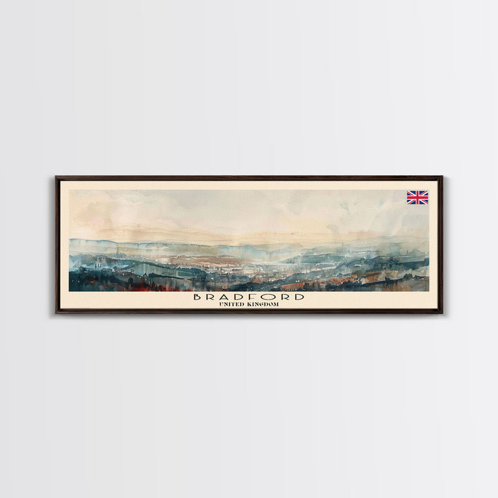 Bradford United Kingdom Travel Print Wall Art, Panoramic City Art, Travel Art, Wall Decor, Vacation Gift, Framed Canvas Print Or Metal Art