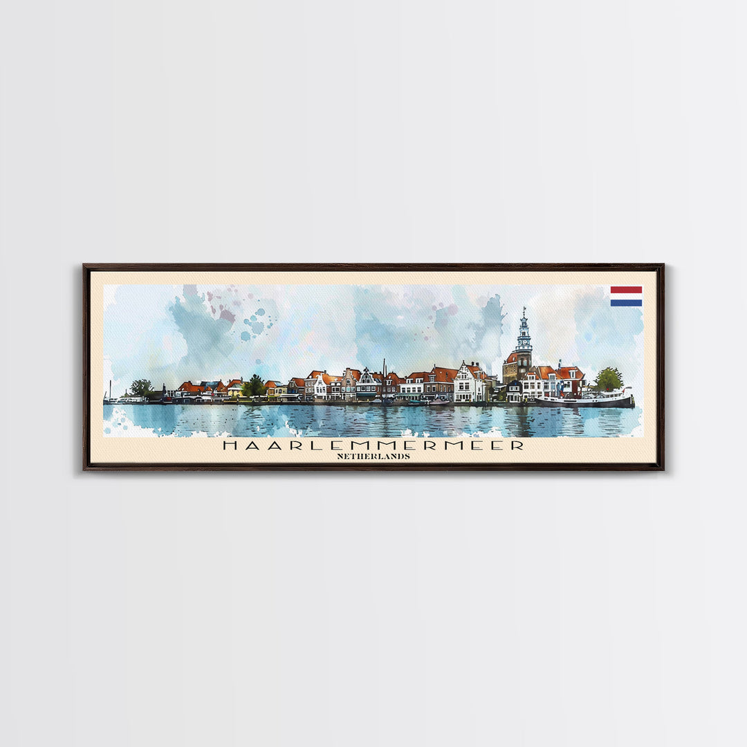 Haarlemmermeer Netherlands Panoramic Travel Poster, Framed Canvas Print or Metal Wall Art, Travel Art, Home Decor, Panoramic Painting, Midcentury Art