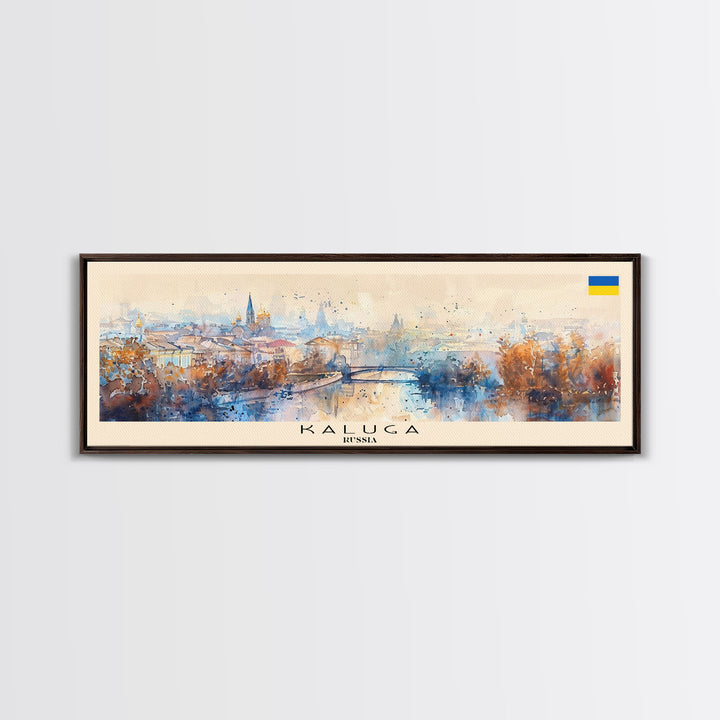 Kaluga Russia Panoramic Travel Poster, Framed Canvas Print or Metal Wall Art, Travel Art, Home Decor, Panoramic Painting, Midcentury Art