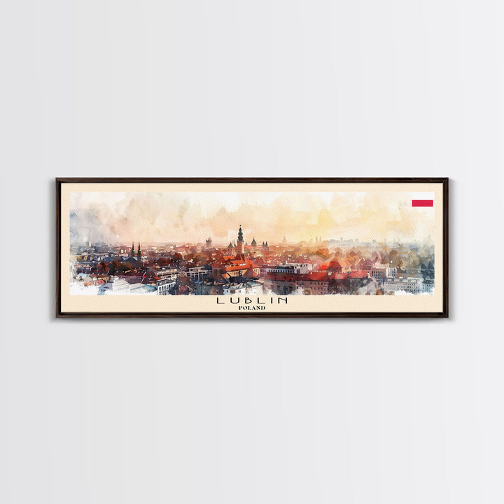 Lublin Poland Travel Print Wall Art, Panoramic City Art, Travel Art, Wall Decor, Vacation Gift, Framed Canvas Print Or Metal Art