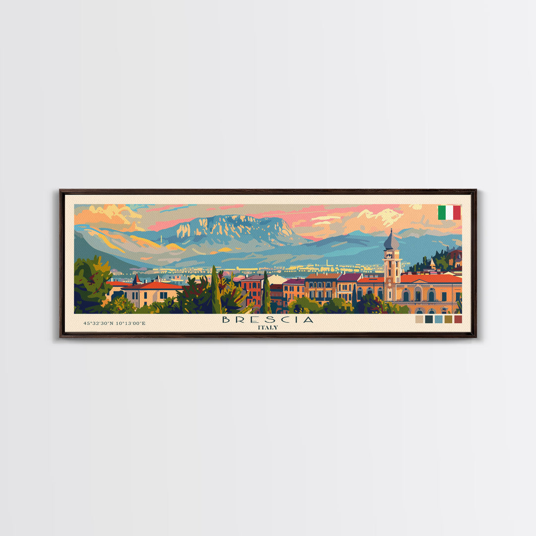 Brescia Italy Travel Print Wall Art, Panoramic City Art, Travel Art, Wall Decor, Vacation Gift, Framed Canvas Print Or Metal Art