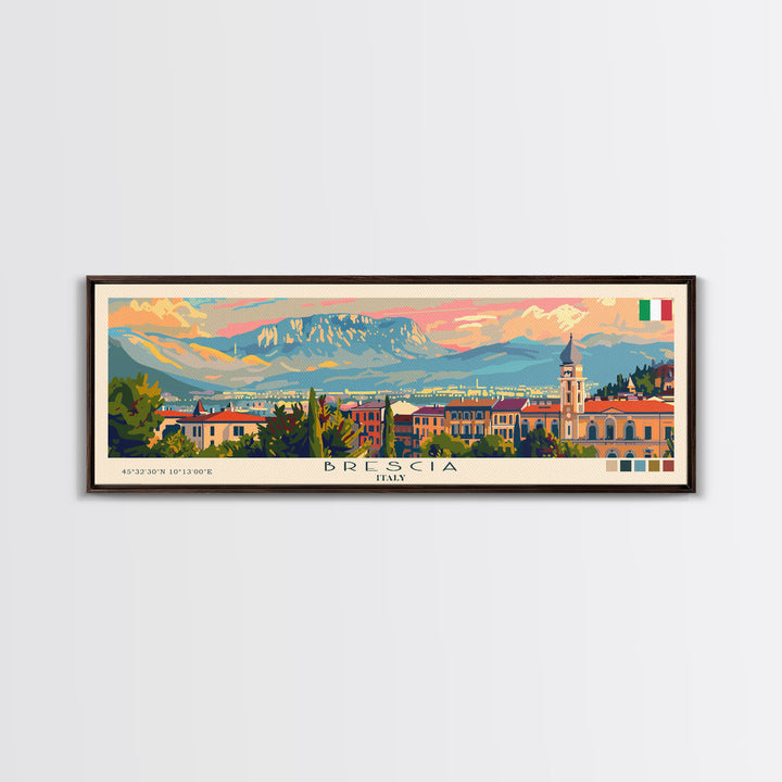 Brescia Italy Travel Print Wall Art, Panoramic City Art, Travel Art, Wall Decor, Vacation Gift, Framed Canvas Print Or Metal Art