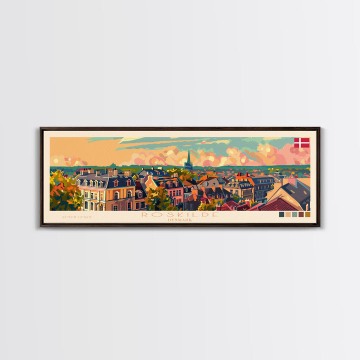 Roskilde Denmark Travel Art, City Art, Framed Canvas Print or Metal Wall Art, Europe Travel Poster, Panoramic Wall Art, Extra Wide Wall Art