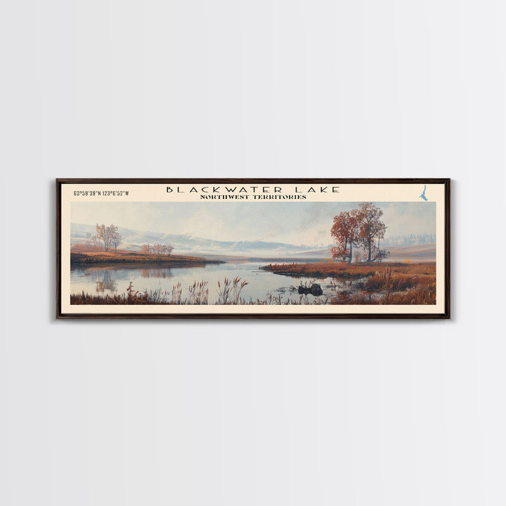 Blackwater Lake Framed Canvas Print, Lake House Decor, Panoramic Scenic View, Travel Poster, Minimalist Art, Lake Painting