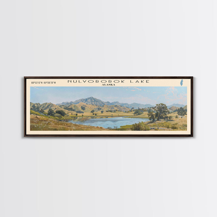 Paulina Lake Oregon Framed Canvas Print, Lake House Decor, Panoramic Travel Poster, Landscape Painting, Bedroom Decor