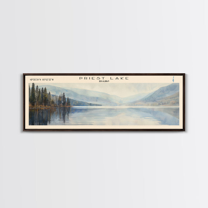 Rend Lake Illinois Framed Canvas Print, Lake House Decor, Panoramic Wall Art, Travel Poster, Beautiful Landscape Painting, Contemporary Art