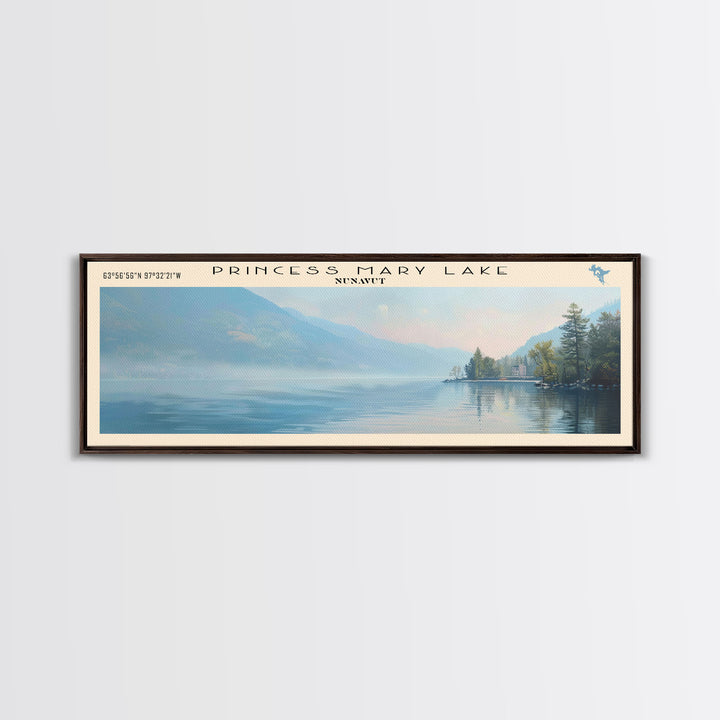 Robert S. Kerr Reservoir Framed Canvas Print, Lake House Decor, Panoramic Wall Art, Travel Poster, Beautiful Landscape Painting, Living Room Decor
