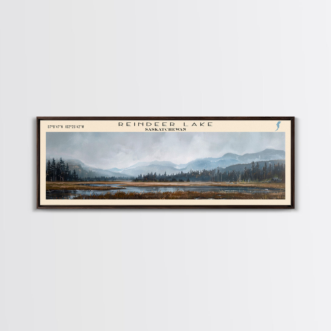 Sebago Lake Framed Canvas Print, Lake House Decor, Panoramic Wall Art, Travel Poster, Scenic Lake Scene, Living Room Decor