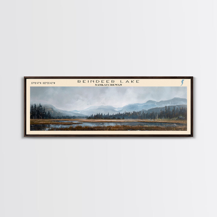 Sebago Lake Framed Canvas Print, Lake House Decor, Panoramic Wall Art, Travel Poster, Scenic Lake Scene, Living Room Decor