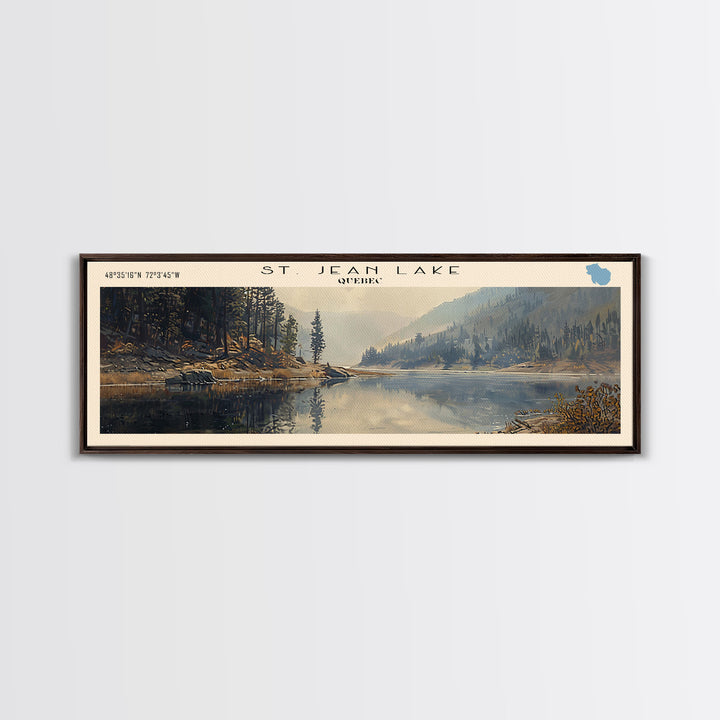 Takslesluk Lake Panoramic Wall Art, Framed Canvas Print, Lake House Decor, Travel Poster, Serene Lake Scene, Living Room Decor