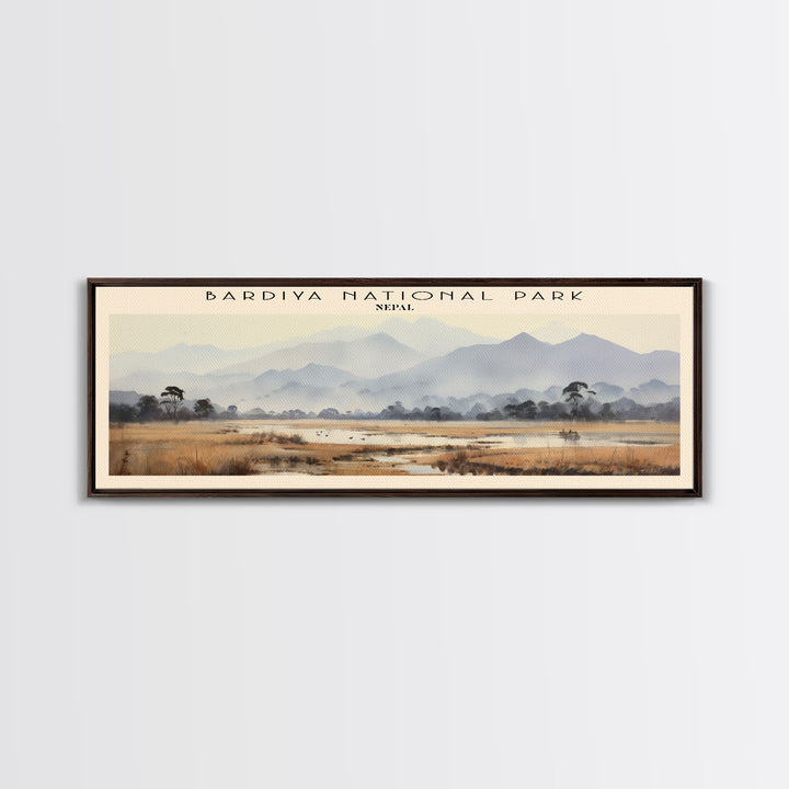Bardiya National Park Retro Style Travel Poster - Framed Canvas Print - COUNTRY Travel Decor, Vintage Style Home Decor - Travel Print - Wall Art