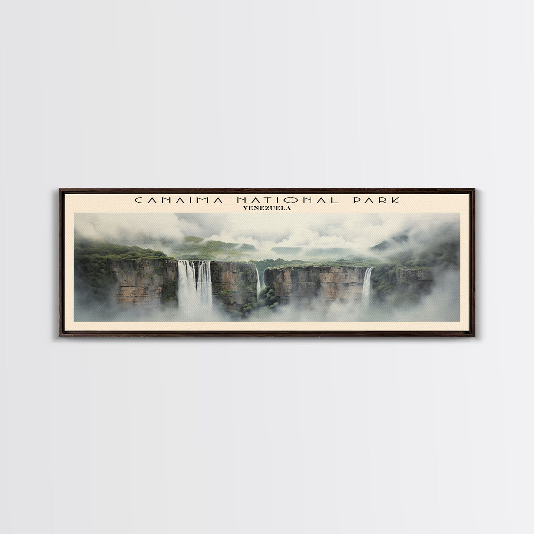 Canaima National Park Retro Style Travel Poster - Framed Canvas Print - COUNTRY Travel Decor | Vintage Style Home Decor - Travel Print - Wall Art