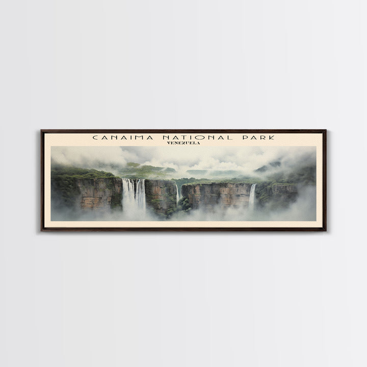 Canaima National Park Retro Style Travel Poster - Framed Canvas Print - COUNTRY Travel Decor | Vintage Style Home Decor - Travel Print - Wall Art