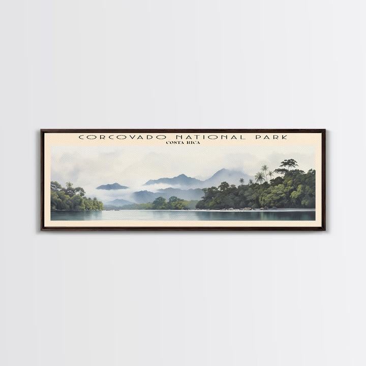 Corcovado National Park Travel Art Framed Canvas Print, COUNTRY Wall Decor, Home Decor, Travel Poster, Vintage Wall Art, Watercolor Painting