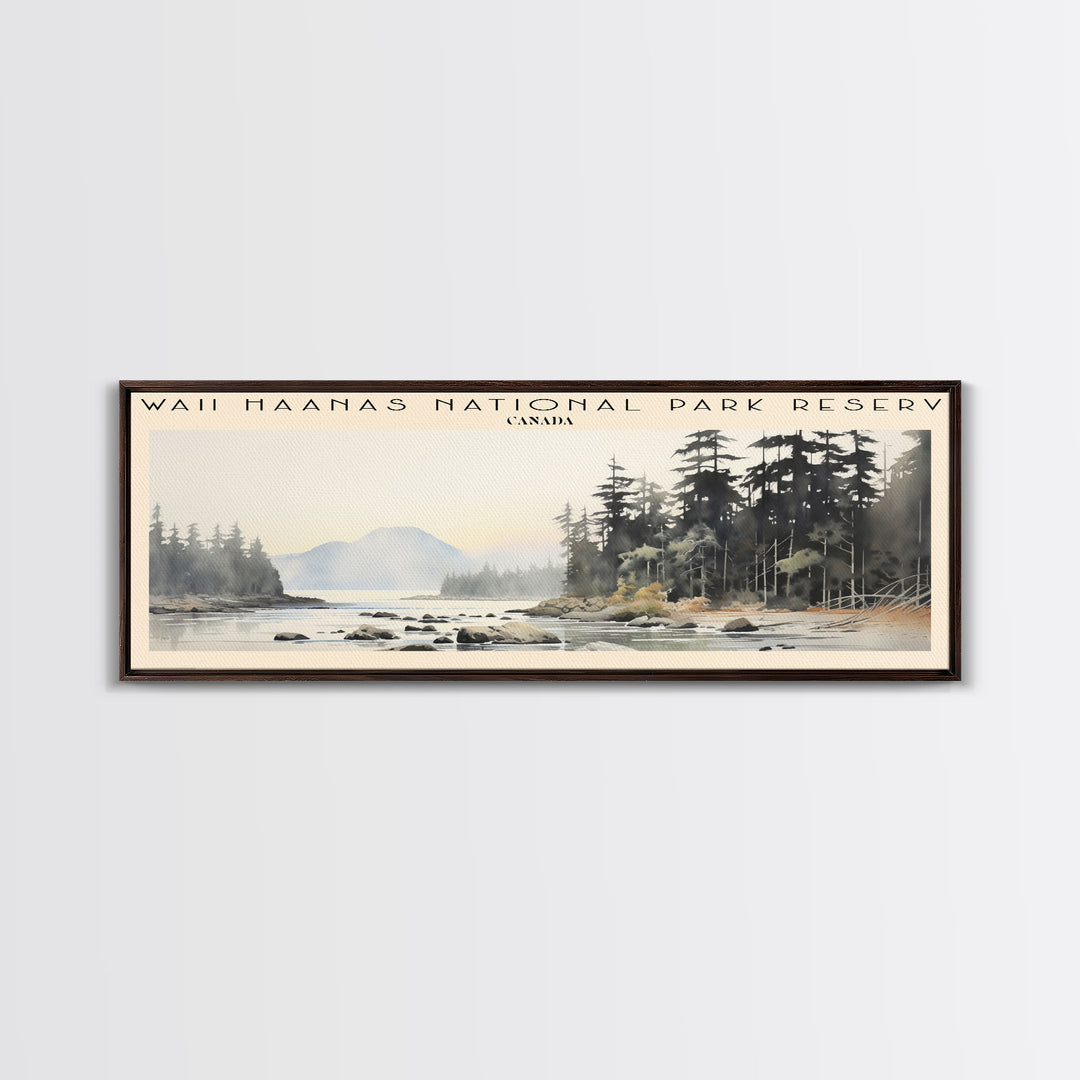 Gwaii Haanas National Park Reserve Retro Style Travel Poster - Framed Canvas Print - COUNTRY Travel Decor | Vintage Style Home Decor - Travel Print - Wall Art