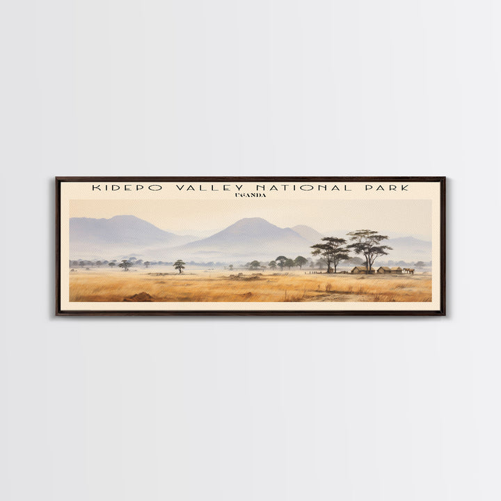 Kidepo Valley National Park Retro Style Travel Poster - Framed Canvas Print - COUNTRY Travel Decor | Vintage Style Home Decor - Travel Print - Wall Art