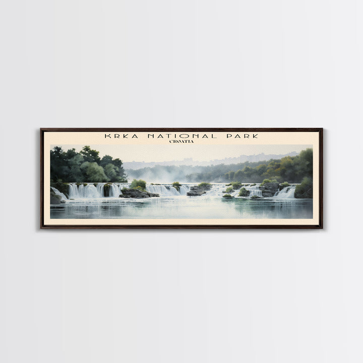 Krka National Park Retro Style Travel Poster - Framed Canvas Print - COUNTRY Travel Decor | Vintage Style Home Decor - Travel Print - Wall Art