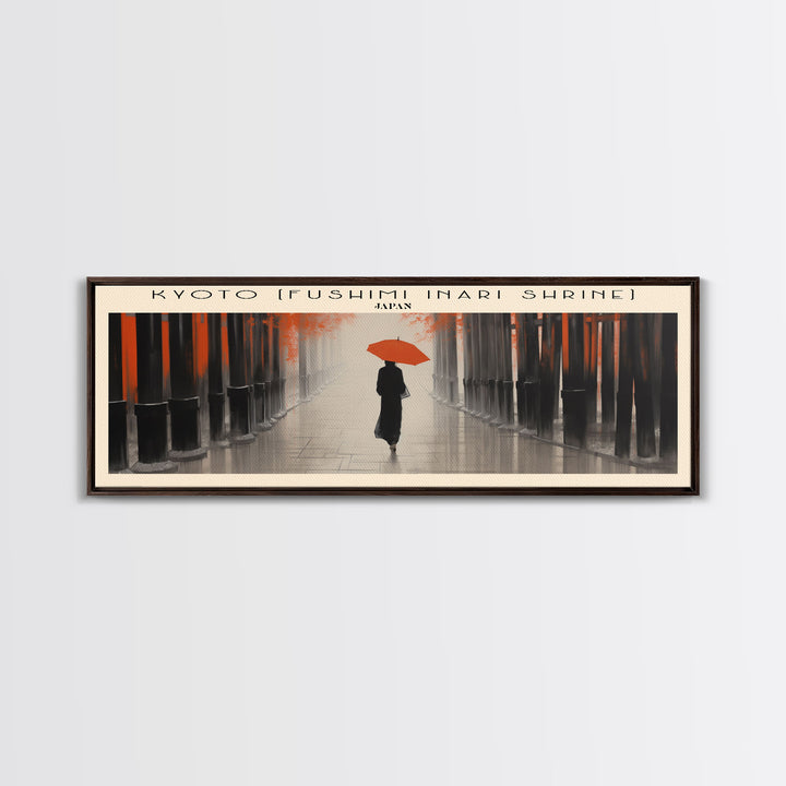 Kyoto Fushimi Inari Shrine Travel Art Framed Canvas Print, COUNTRY Wall Decor, Home Decor, Travel Poster, Vintage Wall Art, Watercolor Painting