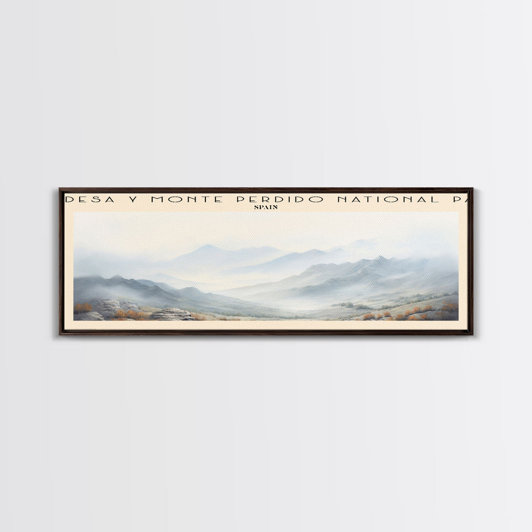 Ordesa y Monte Perdido National Park COUNTRY | Framed Travel Poster Canvas Print | Trendy Wall Art | Watercolor Painting | Living Room Art | Unique Art