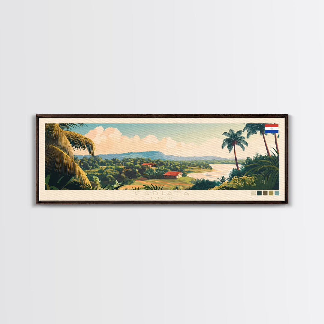 Capiata, Paraguay Panoramic Travel Poster Canvas Print, Capiata, Paraguay Painting, Paraguay Art, Capiata Travel Art, Living Room Painting