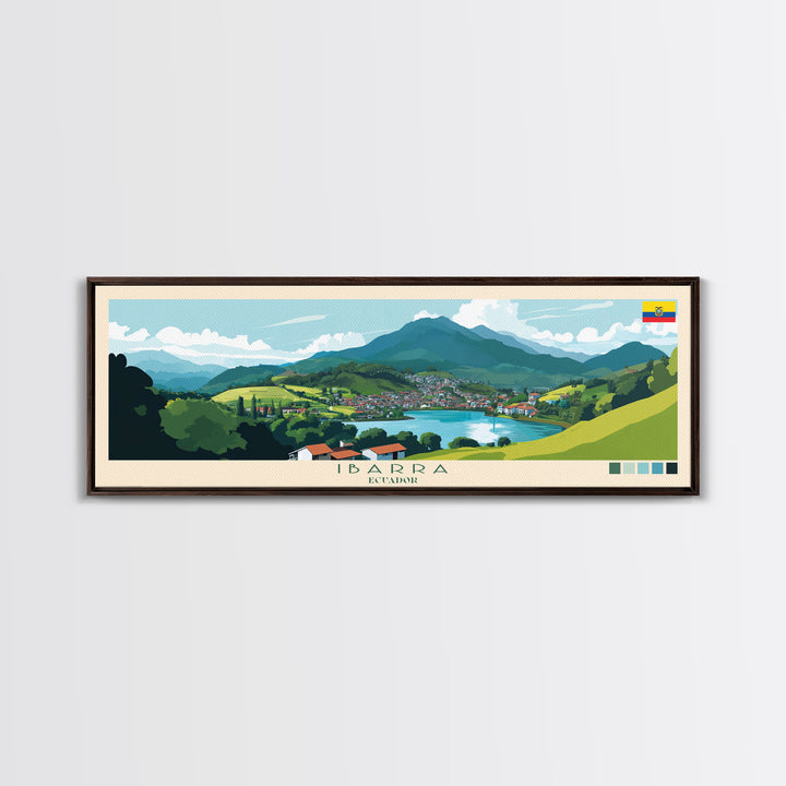 Ibarra, Ecuador Panoramic Travel Poster Canvas Print, Ibarra, Ecuador Painting, Ecuador Art, Ibarra Panoramic Travel Art, Travel Painting