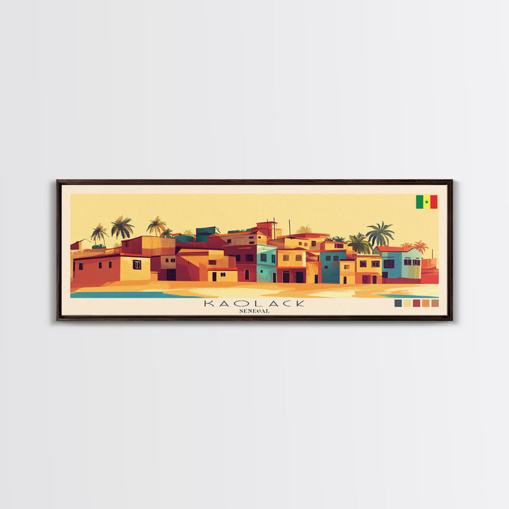 Panoramic Travel Poster Kaolack, Senegal Canvas Print, Kaolack, Senegal Painting, Senegal Art, Kaolack Travel Art, Guest Room Painting