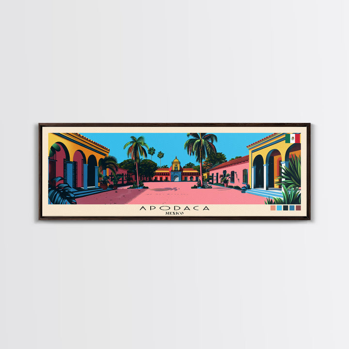 Apodaca, Mexico Panoramic Canvas Print, Apodaca, Mexico Painting, Mexico Art, Apodaca Travel Poster, Travel Art, Vacation Gift