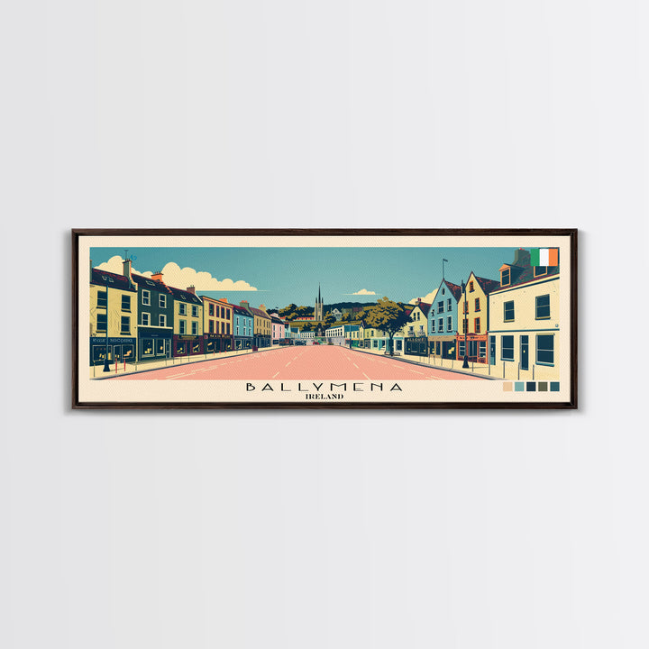 Ballymena, Ireland Panoramic Canvas Print, Ballymena, Ireland Painting, Ireland Art, Ballymena Travel Poster, Travel Art, Guest Room Painting