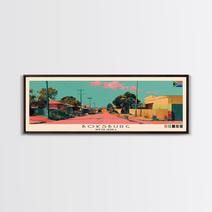 Boksburg, South Africa Panoramic Canvas Print, Boksburg, South Africa Painting, South Africa Art, Boksburg Travel Poster, Travel Art, Housewarming Gift