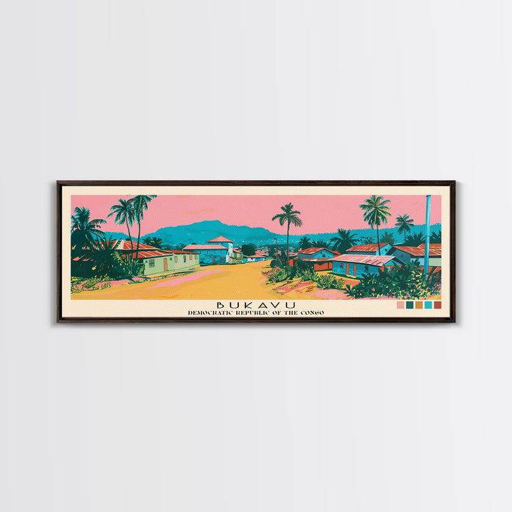 Bukavu, Congo Panoramic Canvas Print, Bukavu, Congo Painting, Congo Art, Bukavu Travel Poster, Travel Art, Living Room Painting