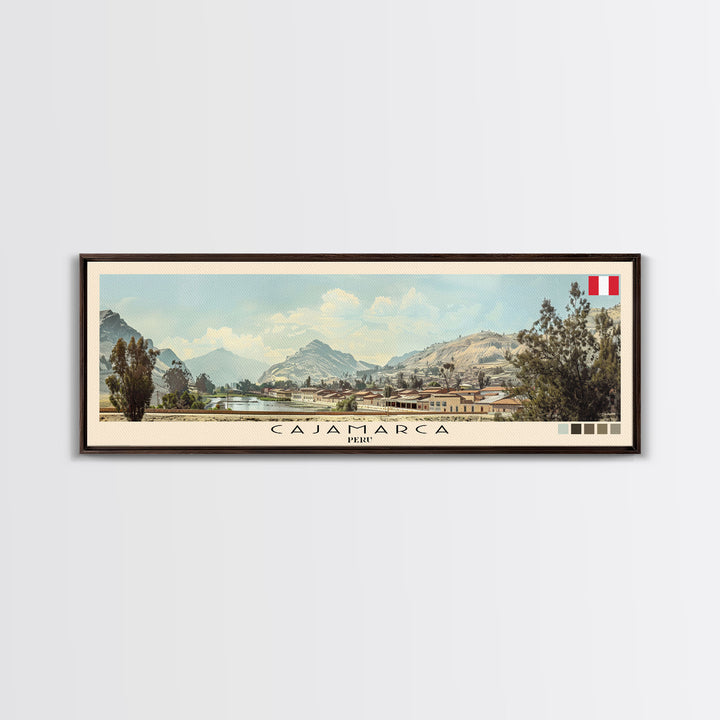 Cajamarca, Peru Panoramic Canvas Print, Cajamarca, Peru Painting, Peru Art, Cajamarca Travel Poster, Travel Art, Guest Room Painting