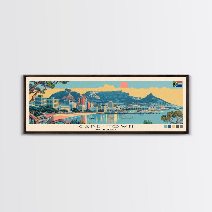 Cape Town, South Africa Panoramic Canvas Print, Cape Town, South Africa Painting, South Africa Art, Cape Town Travel Poster, Travel Art, Housewarming Gift