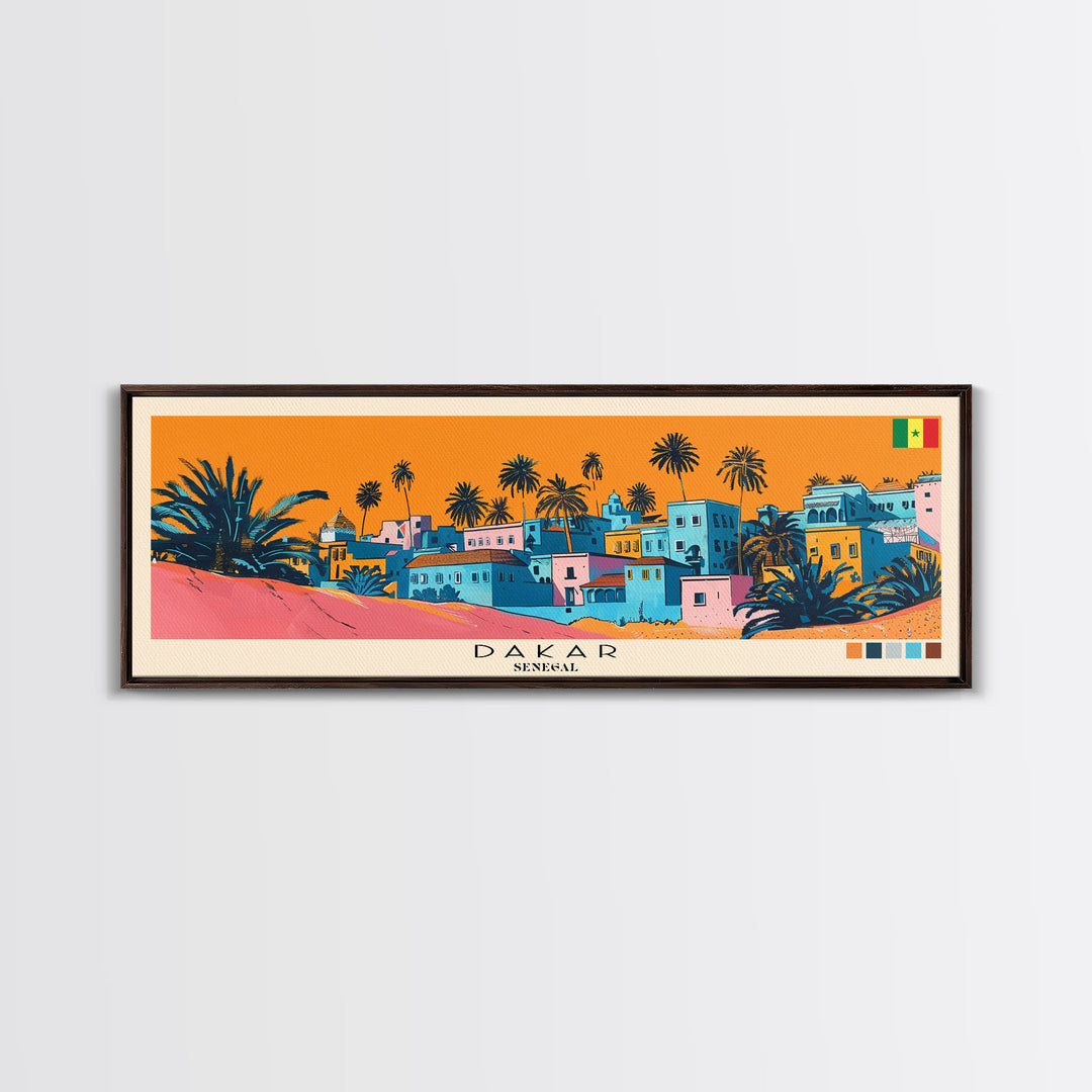 Dakar, Senegal Panoramic Canvas Print, Dakar, Senegal Painting, Senegal Art, Dakar Travel Poster, Travel Art, Vacation Gift