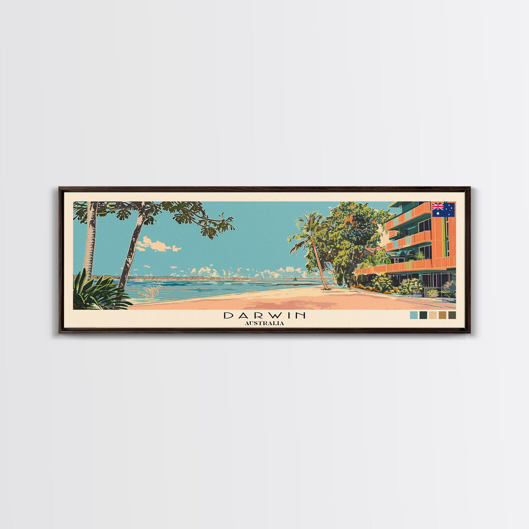 Darwin, Australia Panoramic Canvas Print, Darwin, Australia Painting, Australia Art, Darwin Travel Poster, Travel Art, Housewarming Gift
