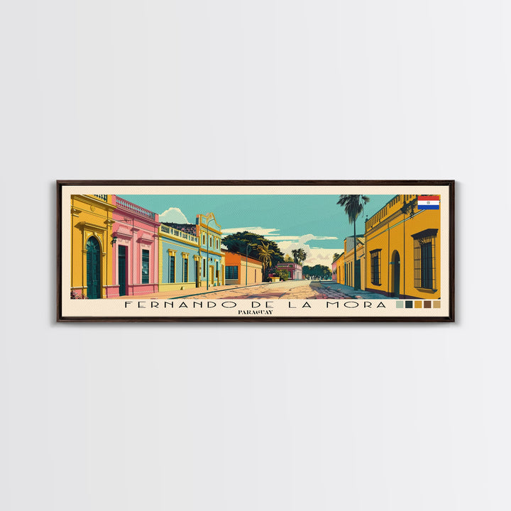 Fernando de la Mora, Paraguay Panoramic Canvas Print, Fernando de la Mora, Paraguay Painting, Paraguay Art, Fernando de la Mora Travel Poster, Travel Art, Guest Room Painting