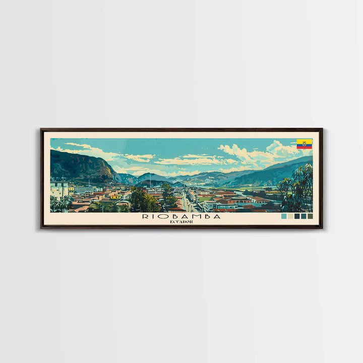 Riobamba, Ecuador Panoramic Canvas Print, Riobamba, Ecuador Painting, Ecuador Art, Riobamba Travel Poster, Travel Art, Housewarming Gift
